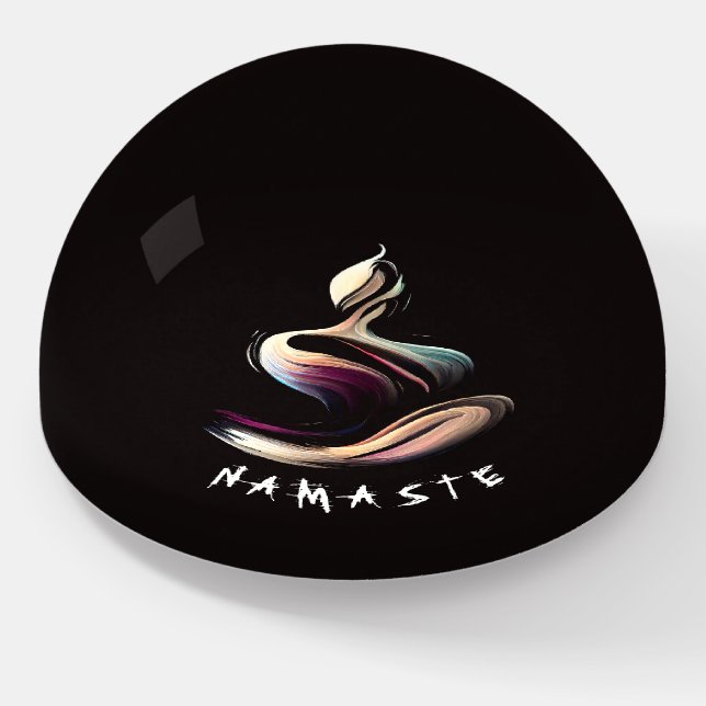Yoga Meditation Instructor Lotus Pose Brush Stroke Paperweight (Angled)