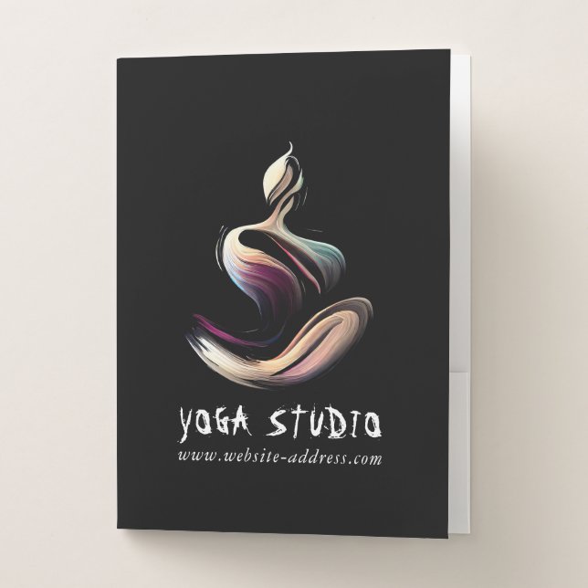 Yoga Meditation Instructor Lotus Pose Brush Stroke Pocket Folder (Front)