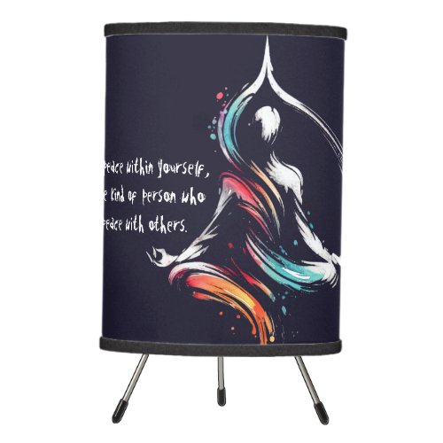 Yoga Meditation Instructor Lotus Pose Brush Stroke Tripod Lamp