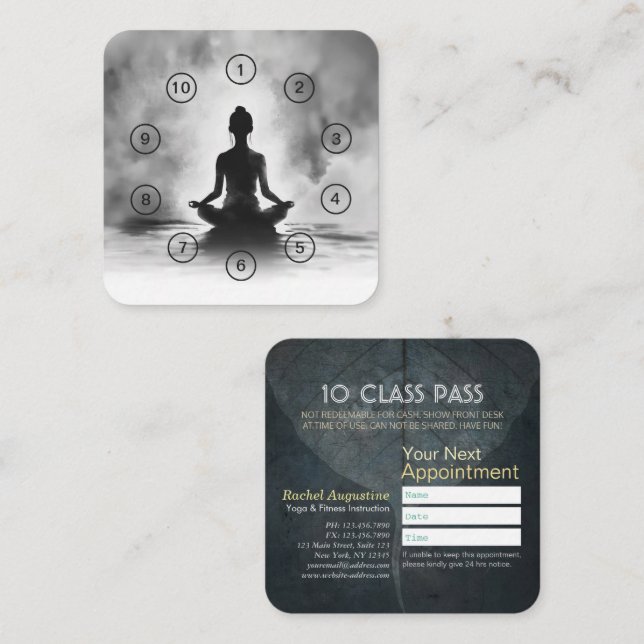 Yoga Meditation Instructor Lotus Pose Class Pass Loyalty Card (Front/Back)
