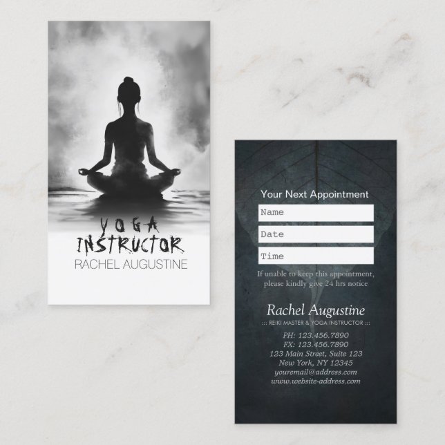 Yoga Meditation Instructor Lotus Pose Ink Painting Appointment Card (Front/Back)
