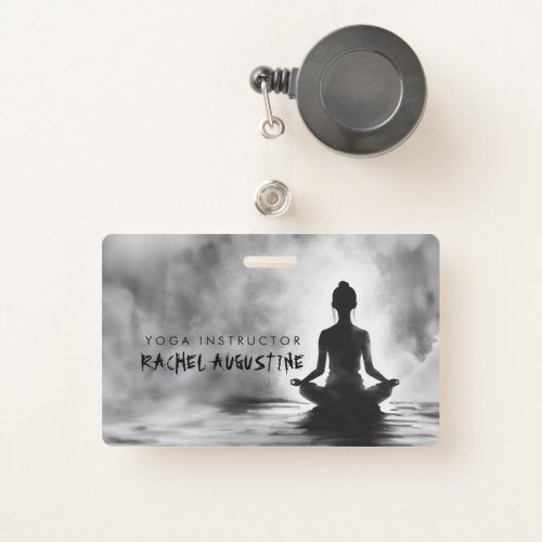 Yoga Meditation Instructor Lotus Pose Ink Painting Badge