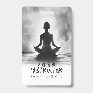 Yoga Meditation Instructor Lotus Pose Ink Painting Badge