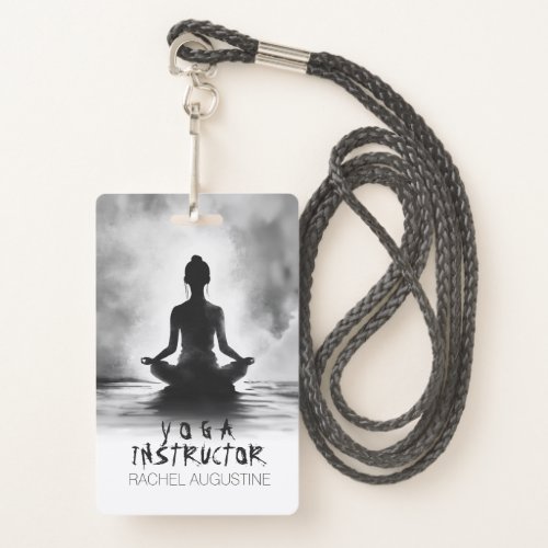 Yoga Meditation Instructor Lotus Pose Ink Painting Badge