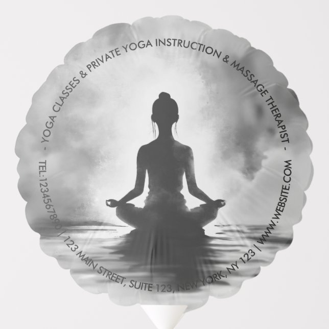 Yoga Meditation Instructor Lotus Pose Ink Painting Balloon (Front)