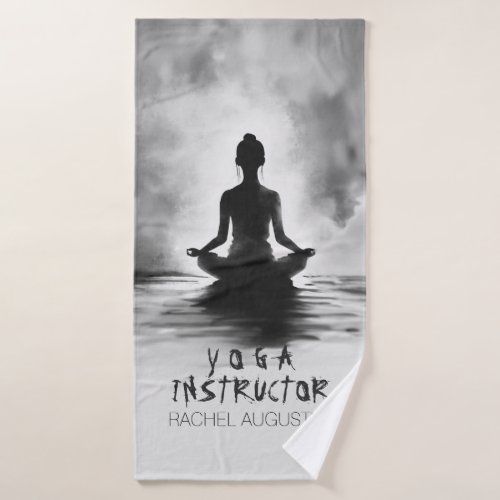 Yoga Meditation Instructor Lotus Pose Ink Painting Bath Towel Set