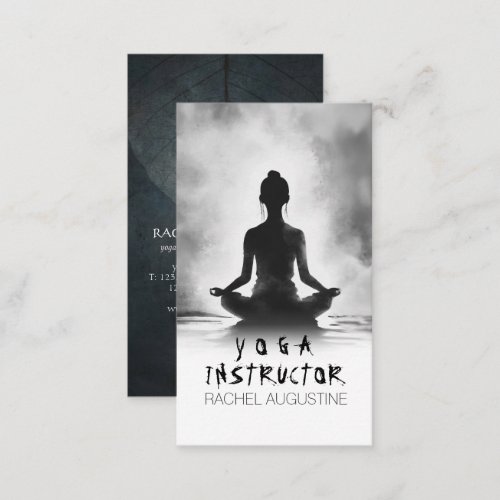 Yoga Meditation Instructor Lotus Pose Ink Painting Business Card