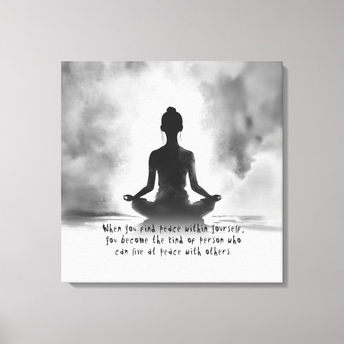 Yoga Meditation Instructor Lotus Pose Ink Painting Canvas Print