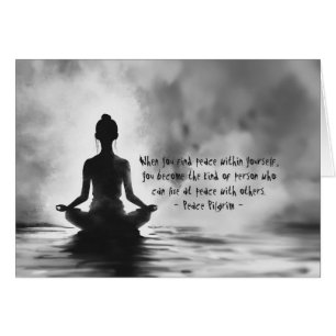 Yoga Meditation Instructor Lotus Pose Ink Painting Cards