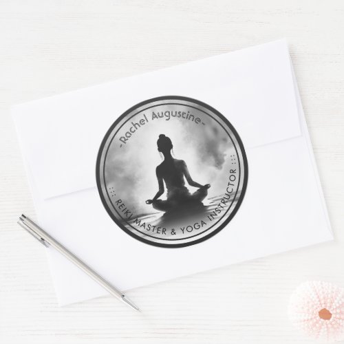 Yoga Meditation Instructor Lotus Pose Ink Painting Classic Round Sticker
