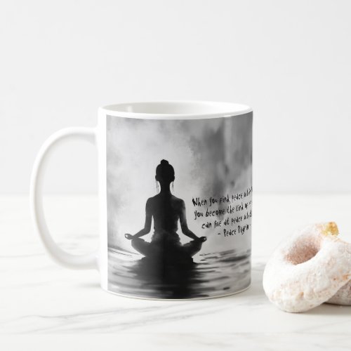 Yoga Meditation Instructor Lotus Pose Ink Painting Coffee Mug