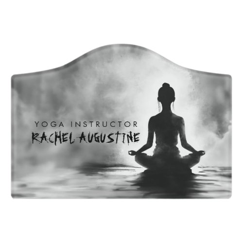 Yoga Meditation Instructor Lotus Pose Ink Painting Door Sign
