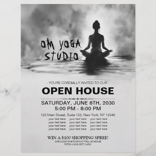 Yoga Meditation Instructor Lotus Pose Ink Painting Flyer