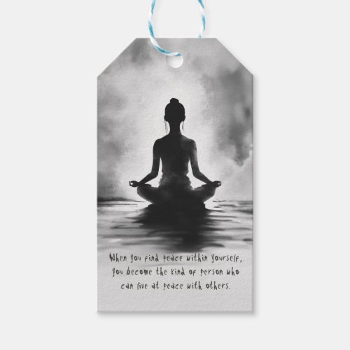 Yoga Meditation Instructor Lotus Pose Ink Painting Gift Tags