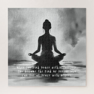 Yoga Meditation Instructor Lotus Pose Ink Painting Jigsaw Puzzle