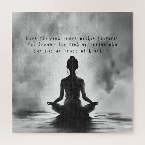Yoga Meditation Instructor Lotus Pose Ink Painting Jigsaw Puzzle