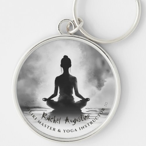 Yoga Meditation Instructor Lotus Pose Ink Painting Keychain