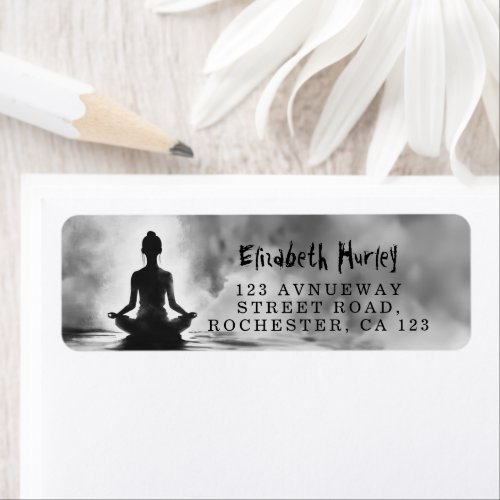 Yoga Meditation Instructor Lotus Pose Ink Painting Label