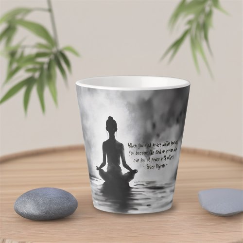 Yoga Meditation Instructor Lotus Pose Ink Painting Latte Mug