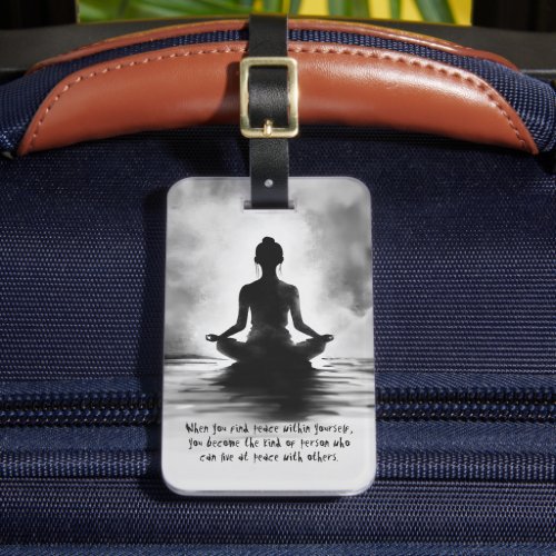 Yoga Meditation Instructor Lotus Pose Ink Painting Luggage Tag