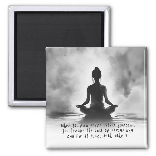 Yoga Meditation Instructor Lotus Pose Ink Painting Magnet