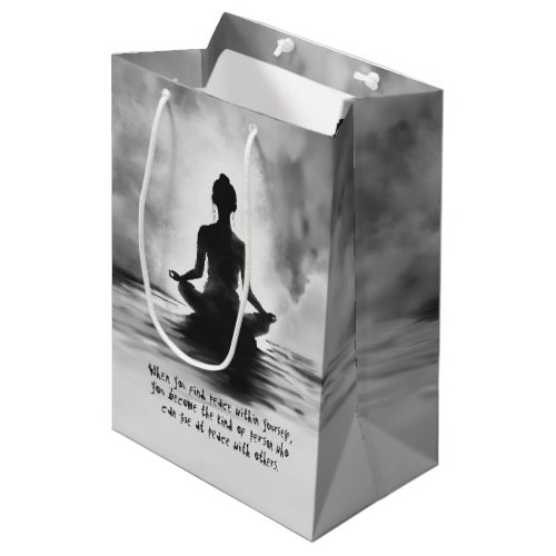 Yoga Meditation Instructor Lotus Pose Ink Painting Medium Gift Bag