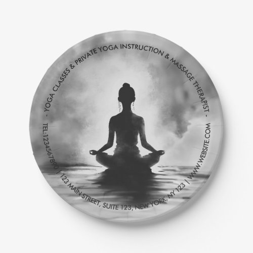 Yoga Meditation Instructor Lotus Pose Ink Painting Paper Plates