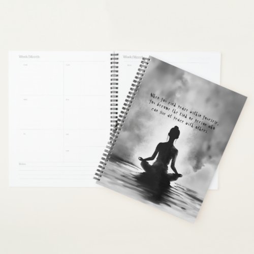 Yoga Meditation Instructor Lotus Pose Ink Painting Planner