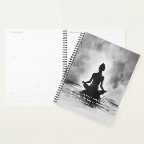 Yoga Meditation Instructor Lotus Pose Ink Painting Planner