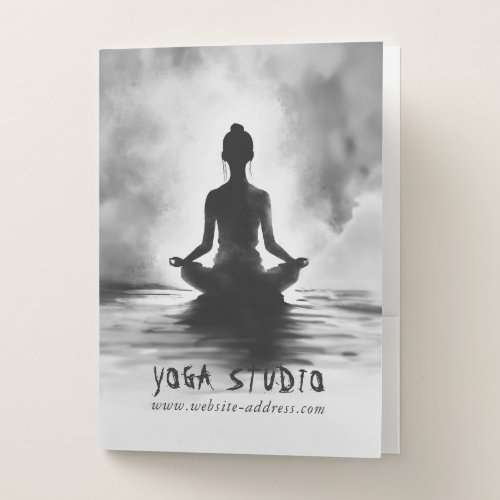 Yoga Meditation Instructor Lotus Pose Ink Painting Pocket Folder