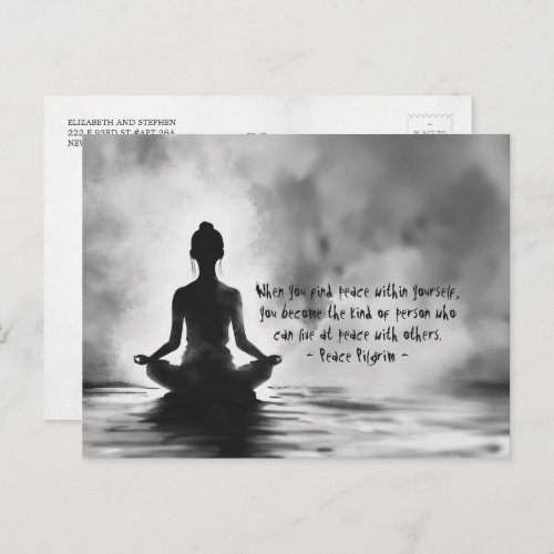 Yoga Meditation Instructor Lotus Pose Ink Painting Postcard
