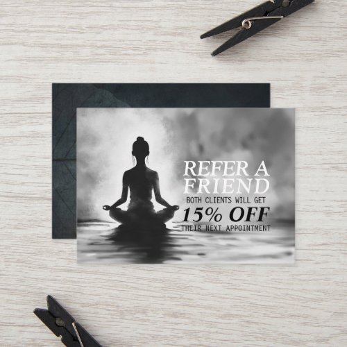 Yoga Meditation Instructor Lotus Pose Ink Painting Referral Card