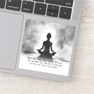Yoga Meditation Instructor Lotus Pose Ink Painting Sticker