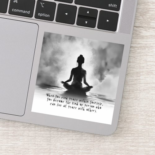Yoga Meditation Instructor Lotus Pose Ink Painting Sticker