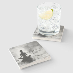 Yoga Meditation Instructor Lotus Pose Ink Painting Stone Coaster