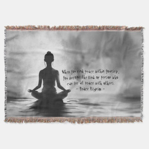 Yoga Meditation Instructor Lotus Pose Ink Painting Throw Blanket