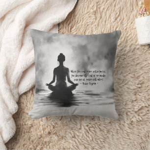 Yoga Meditation Instructor Lotus Pose Ink Painting Throw Pillow
