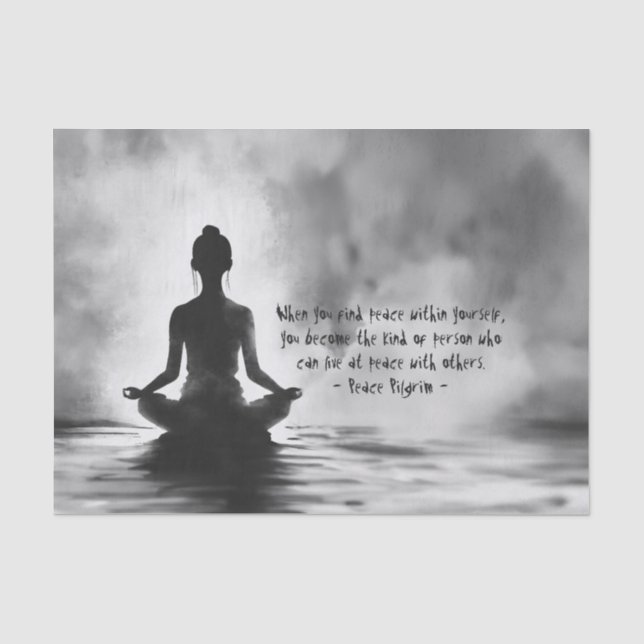 Yoga Meditation Instructor Lotus Pose Ink Painting Tissue Paper (Front)
