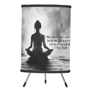 Yoga Meditation Instructor Lotus Pose Ink Painting Tripod Lamp