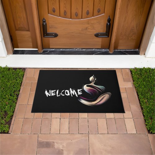 Yoga Meditation Instructor Lotus Pose LOGO Welcome Doormat