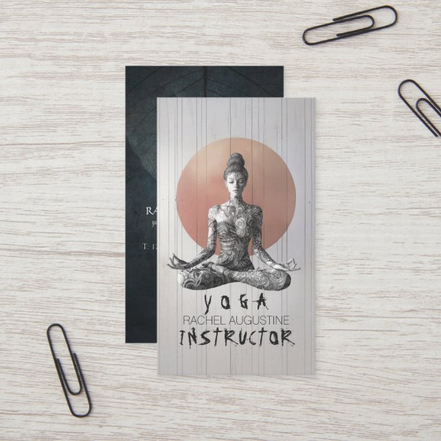Yoga Meditation Instructor Lotus Pose Reiki Master Business Card (Front/Back In Situ)