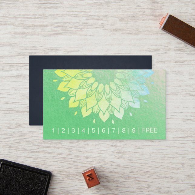 Yoga Meditation Instructor Mandala Loyalty Punch Card (Front/Back In Situ)