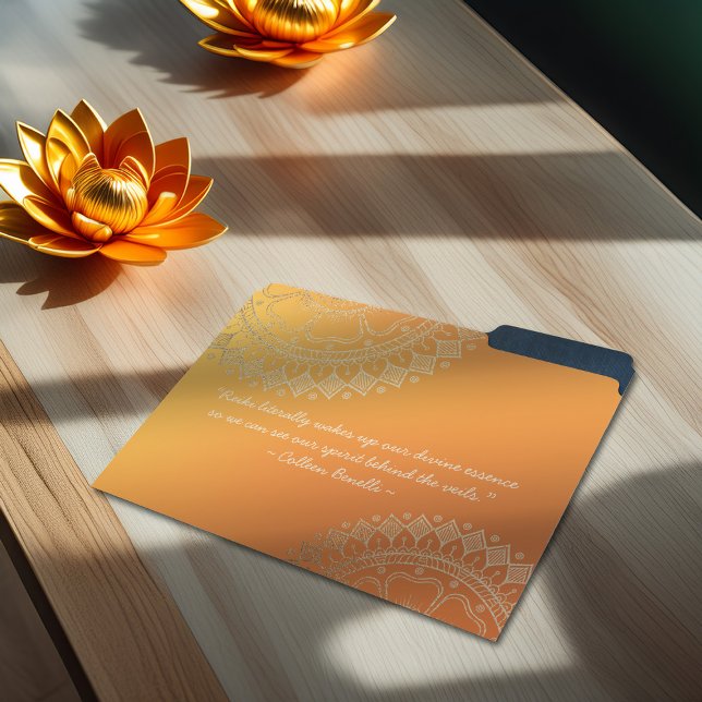 Yoga Meditation Instructor Orange Gold Mandala File Folder (Creator Uploaded)