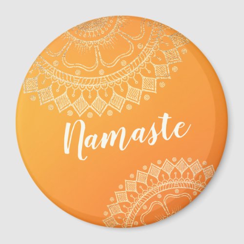 Yoga Meditation Instructor Orange Gold Mandala Magnet