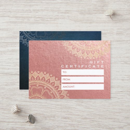 Yoga Meditation Instructor Pink Gold Foil Mandala Discount Card