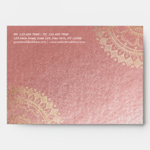 Yoga Meditation Instructor Pink Gold Foil Mandala Envelope
