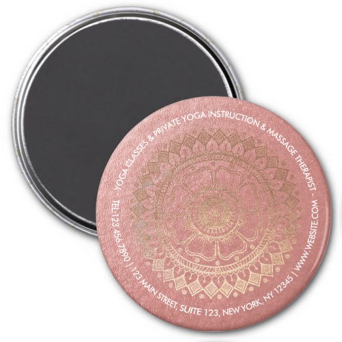 Yoga Meditation Instructor Pink Gold Foil Mandala  Magnet