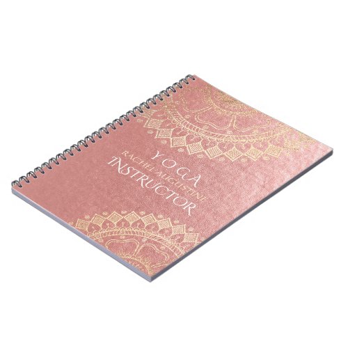 Yoga Meditation Instructor Pink Gold Foil Mandala Notebook