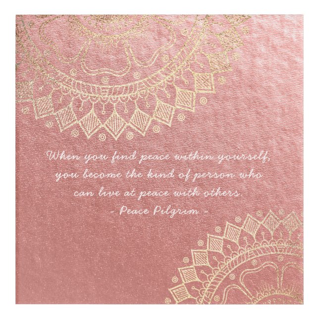 Yoga Meditation Instructor Pink Gold Mandala Quote Acrylic Print (Front)