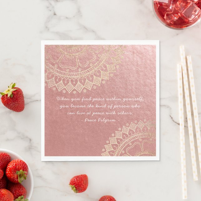 Yoga Meditation Instructor Pink Gold Mandala Quote Napkins (Insitu)